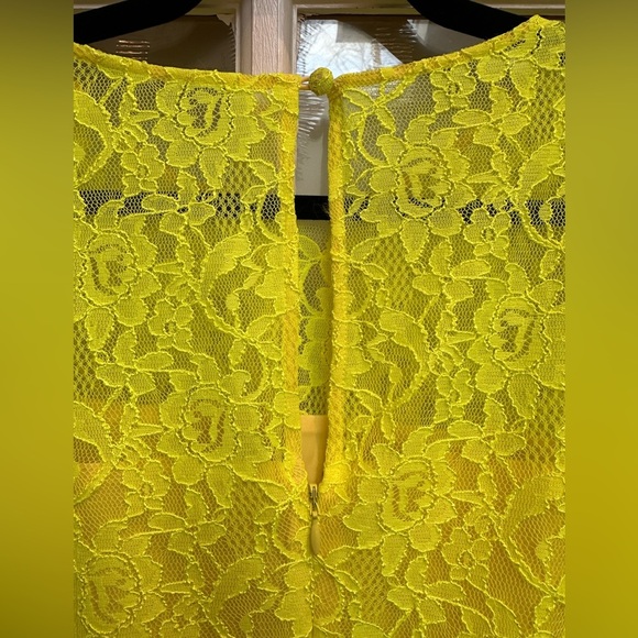 J. Crew Sleeveless Neon Chartreuse Lace Overlay Back Zip Dress Size 8 Medium NWT - Picture 7 of 16